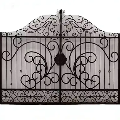 Portail fer forgé Montrésor, volutes affrontées et rosace