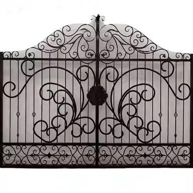 Portail fer forgé Montrésor, volutes affrontées et rosace